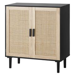 Ντουλάπα VEVOR Rattan Storage με 2 μαγνητικές πόρτες και ρυθμιζόμενα ράφια μαύρο