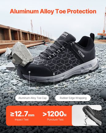 Παπούτσια VEVOR Steel Toe για άντρες US size 11.5 Αθλητικά παπούτσια εργασίας Μαύρα-thumb-1