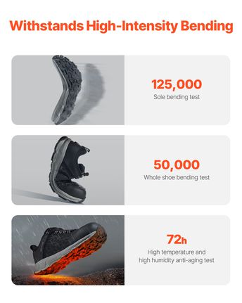 Παπούτσια VEVOR Steel Toe για άντρες US size 11.5 Αθλητικά παπούτσια εργασίας Μαύρα-thumb-5