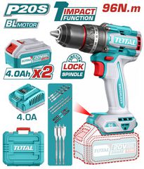 Δραπανοκατσάβιδο Κρουστικό Μπαταρίας Λιθίου TOTAL Li-ion 20V 96Nm / με 2 Μπαταρίες 4Ah Brushless Motor Επαγγελματικό ( TIDLI20968E )
