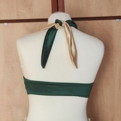 Emerald Green & Gold Metallic Bikini Set (M) – Halter Neck-thumb-3