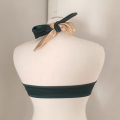 Emerald Green & Gold Metallic Bikini Set (M) – Halter Neck-thumb-4
