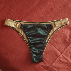 Emerald Green & Gold Metallic Bikini Set (M) – Halter Neck-thumb-6