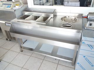 bar station διασταση 130χ70χ85 με rinsner +λαντζακι ..λεκανη διασταση 60χ37 μονωμενη με επενδυση ινοχ
