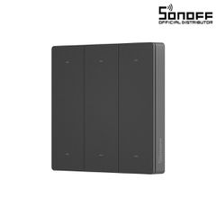 Διακόπτης τοίχου χωνευτός SONOFF R5-3C Wi-Fi για έλεγχο φωτισμού με πλαίσιο & τρία πλήκτρα φωτιζόμενος γκρι