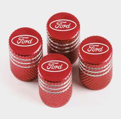 Καπάκια Βαλβίδων για Ford (5τμχ) – Αλουμινίου, Λέιζερ Τυπωμένο Λογότυπο 3 χρώματα