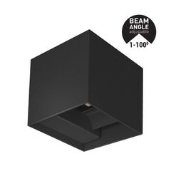 ΑΠΛΙΚΑ ΤΟΙΧΟΥ ΑΛΟΥΜΙΝΙΟΥ CUBE ΜΑΥΡΗ 10W 3CCT 100X100X100 mm ME GLASS DIFUSER ARTE ILLUMINA