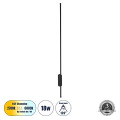 Φωτιστικό Τοίχου - Απλίκα Design LED CCT 18W 2160lm 120° AC 220-240V - Εναλλαγή Φωτισμού μέσω Διακόπτη On/Off All In One Ψυχρό 6000k+Φυσικό 4500k+Θερμό 2700k Μ5 x Π4 x Υ120cm - Μαύρο - 3 Years Warrant