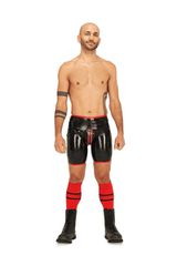 Mister B Rubber Short Chaps Reversible Black Red