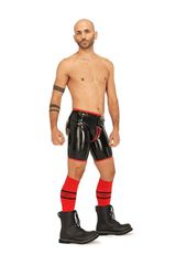 Mister B Rubber Short Chaps Reversible Black Red-thumb-1