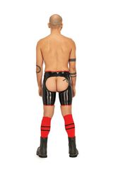 Mister B Rubber Short Chaps Reversible Black Red-thumb-2