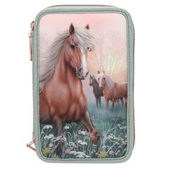 Miss Melody - Triple Pencil Case ROMANTIC FIELDS - Glittery Sage-Green / Toys