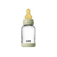 BIBS - Glass Baby Bottle Round Latex Slow Flow - Sage - 120 ml / Baby and Children