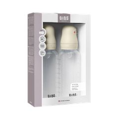 BIBS - Baby Bottle Round Silicone 2 Pack Medium Flow - Ivory - 270 ml / Baby and Children