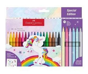 Faber-Castell - Felt-tip pen unicorn 18+6 + stickers (554221) / Toys