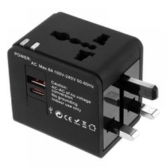 RRtravel HHT148 Αντάπτορας Πρίζας από Universal σε Universal (1xUSB / 1xType-C) USA EU UK AU US (Black)