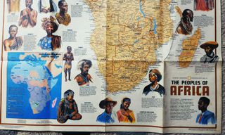 Χάρτης AFRICA NATIONAL GEOGRAPHIC 1971. Τυπωμένος και από τις δύο πλευρές. Διαστάσεις: 71,5x57,5 εκ. Σε εξαίρετη κατάσταση.