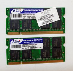2 Μνήμες RAM για Laptop ADATA 1GB DDR2-533 SO-DIMM