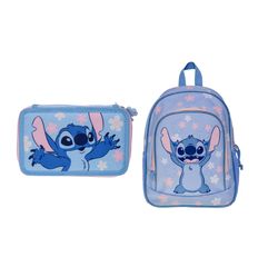 Stitch – Backpack 38x28x13 cm + Filled Double Pencil Case 19.5x12.5x5 cm (bundle) / Toys