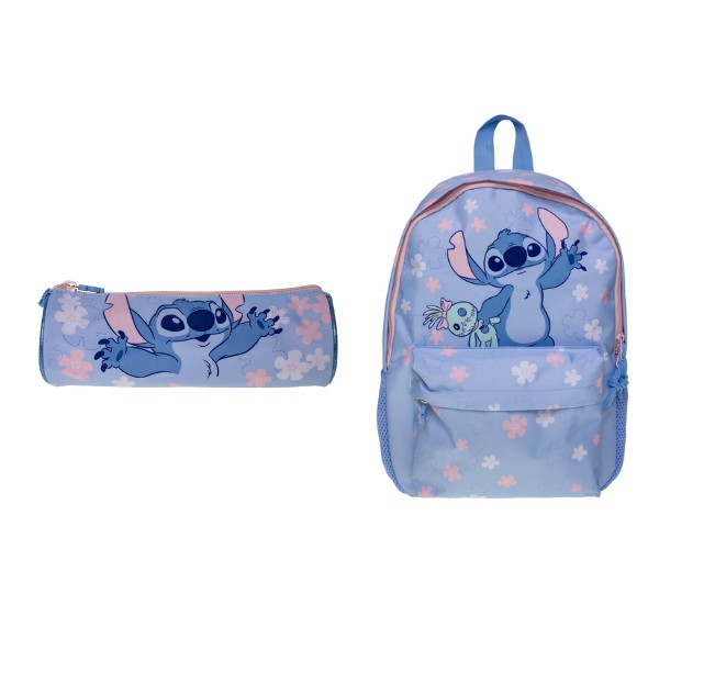 Stitch – Medium Backpack 35x26x18 cm + Round Pencil Case (bundle) / Toys