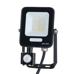 Προβολέας led 20W smd 6500K ψυχρό φως 2400lm με περιστρεφόμενο ανιχνευτή κίνησης μαύρος στεγανός IP54 plus
