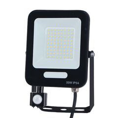 Προβολέας led 50W smd 6500K ψυχρό φως 6000lm με περιστρεφόμενο ανιχνευτή κίνησης μαύρο χρώμα IP54