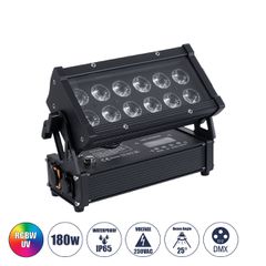 Επαγγελματική κεφαλή PAR DMX512 220V-240VΑC 180W 6in1 25° Osram Led RGBW+UV Μ30xΠ14xΥ19cm IP65