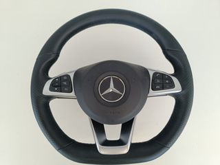 Mercedes-Benz τιμόνι γνήσιο AMG μεταχειρισμένο από w205 c class, x253 glc με paddles και μαύρη ραφή, ταιριάζει και σε άλλα παλιότερα μοντέλα