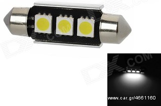 Led Canbus Σωληνωτό 3 SMD White 39mm....Sound☆Street....