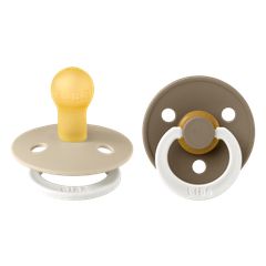 BIBS Σετ Πιπίλες 2τμχ Colour Vanilla/Dark Oak Glow Στρόγγυλη No1