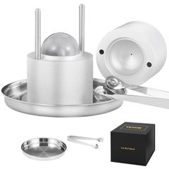 VEVOR Ice Ball Press, 2,4" Ice Ball Maker, Aircraft Aloy Ice Ball Press Kit για 60mm Ice Sphere, Ice Press with Tong and Drip Tray, για Ουίσκι, Cocktail, Bourbon, Scot on Party & Holiday, Ασημί