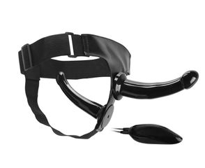 Black Magic Double Strap-on Harness W/ Vibration 17'8 Cm Black-thumb-5