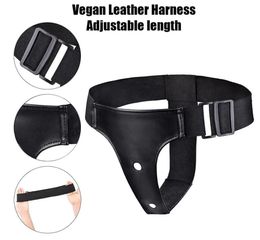 Black Magic Double Strap-on Harness W/ Vibration 17'8 Cm Black-thumb-4