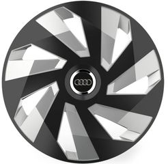 Τάσια Τροχών Αυτοκινήτου Versaco Stratos 13" Vector Μαύρα Με δαχτυλίδια Χρωμίου με σήμα 3d μεταλλικό Audi 4 Τεμάχια