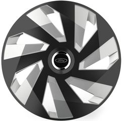 Τάσια Τροχών Αυτοκινήτου Versaco Stratos 13" Vector Μαύρα Με δαχτυλίδια Χρωμίου με σήμα 3d μεταλλικό Ford 4 Τεμάχια