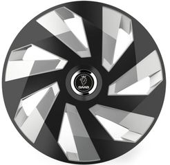 Τάσια Τροχών Αυτοκινήτου Versaco Stratos 13" Vector Μαύρα Με δαχτυλίδια Χρωμίου με σήμα 3d μεταλλικό Saab 4 Τεμάχια