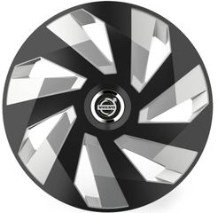 Τάσια Τροχών Αυτοκινήτου Versaco Stratos 13" Vector Μαύρα Με δαχτυλίδια Χρωμίου με σήμα 3d μεταλλικό Volvo 4 Τεμάχια