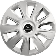 Τάσια Τροχών Αυτοκινήτου Versaco Stratos 13" Ασημί Με δαχτυλίδια Χρωμίου με σήμα 3d μεταλλικό Daihatsu 4 Τεμάχια
