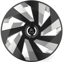 Τάσια Τροχών Αυτοκινήτου Versaco Stratos 14" Vector Μαύρα Με δαχτυλίδια Χρωμίου CBX με σήμα 3d μεταλλικό Citroen 4 Τεμάχια