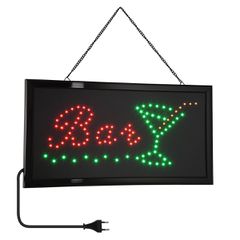 Φωτιστικό-ταμπέλα LED σήμανσης BAR WITH COCTAIL με πρίζα 230VAC Μ48xΠ25xΥ2cm