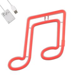 Φωτιστικό ταμπέλα φωτεινή επιγραφή NEON LED σήμανσης MUSIC NOTE 5W με καλώδιο τροφοδοσίας USB μπαταρίας 3xAAA σε κόκκινο χρώμα