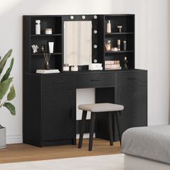 Σετ Τραπέζι Ντυσίματος με LED με φώτα καθρέφτη 3 pcs Μαύρη Οξυά 3334291