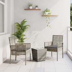 Σετ Μπιστρό Κήπου 3 pcs Γκρι συνθετικό ρατάν 3334957