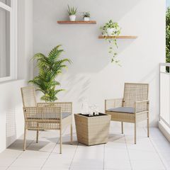 Σετ Μπιστρό Κήπου 3 pcs Μπεζ συνθετικό ρατάν 3334958