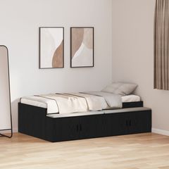 Σκελετός Κρεβατιού Μαύρη Οξυά 90 x 190 cm Επεξεργασμένο Ξύλο 3335206