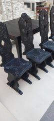 Σκαλιστά έπιπλα τραπέζι με 4 καρέκλες