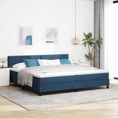 Κρεβάτι με ελατήρια με κεφαλάρι Μπλε 200 x 200 cm ύφασμα 3338796
