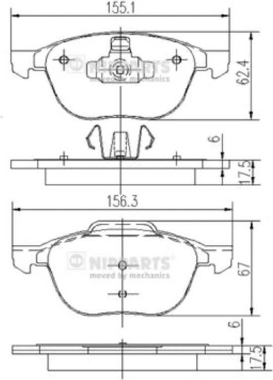 Nipparts Σετ τακάκια, Δισκόφρενα - J3603063