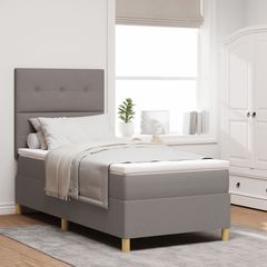 Κρεβάτι με ελατήρια με κεφαλάρι Taupe 90 x 190 cm ύφασμα 3339585