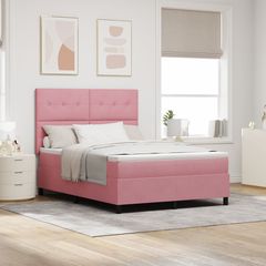 Κρεβάτι με ελατήρια με κεφαλάρι Ροζ 160 x 200 cm Βελούδο 3339847